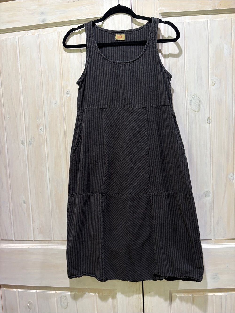 Tulip Black/Gray Sleeveless Striped Dress